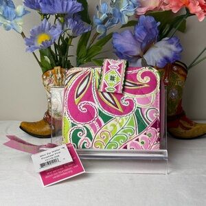 NWT Vera Bradley Pinwheel Pink Mini Zip Around Wallet - Pocket Wallet LAST ONE!